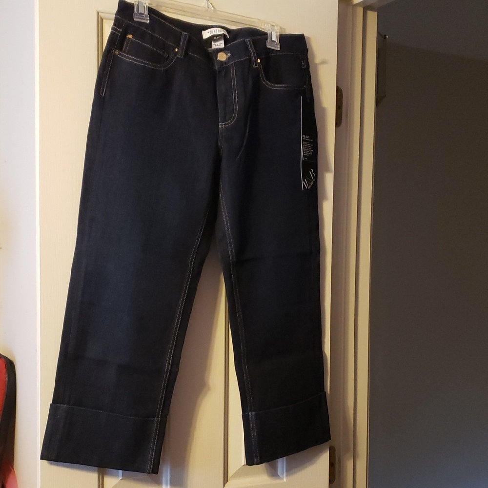 White House Black Market Blanc Blue Cropped Jeans Size 8 NWT